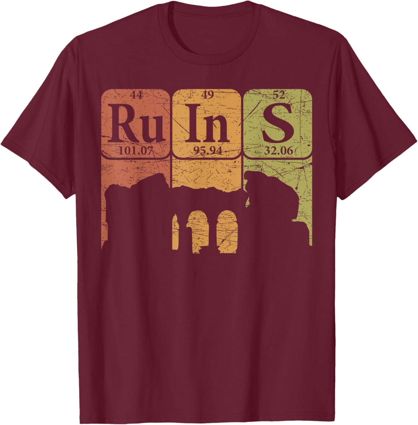 Archeology Ruins Periodic Table Elements Archeologist T-Shirt - T-Shirt | Maroon