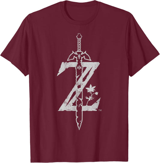 Zelda Breath Of The Wild Logo T-Shirt - T-Shirt | Maroon