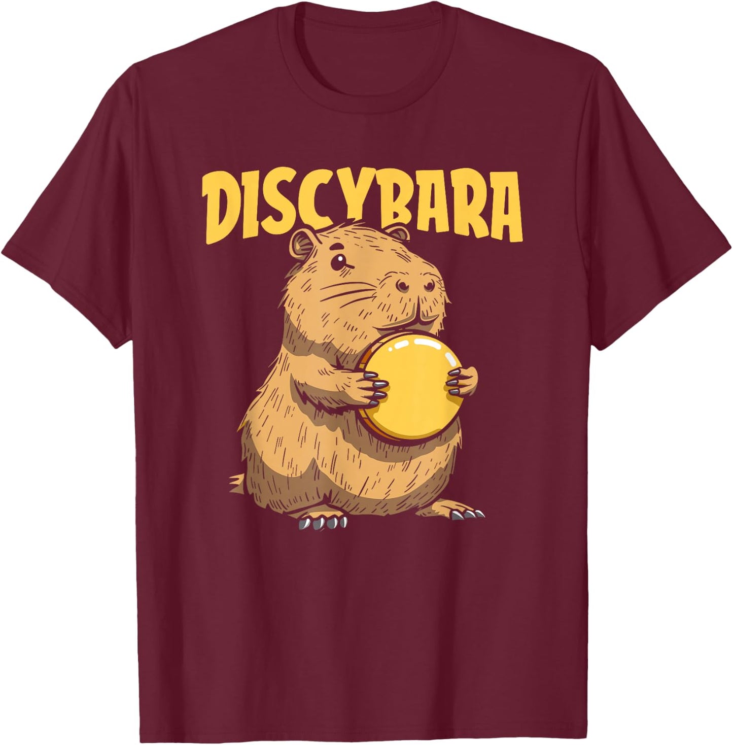 Discybara Golf Frisbee Outdoor Sport - Disc Capybara T-Shirt - T-Shirt | Maroon