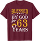 Vintage Blessed by God for 63 years Happy 63rd Birthday T-Shirt - T-Shirt | Maroon