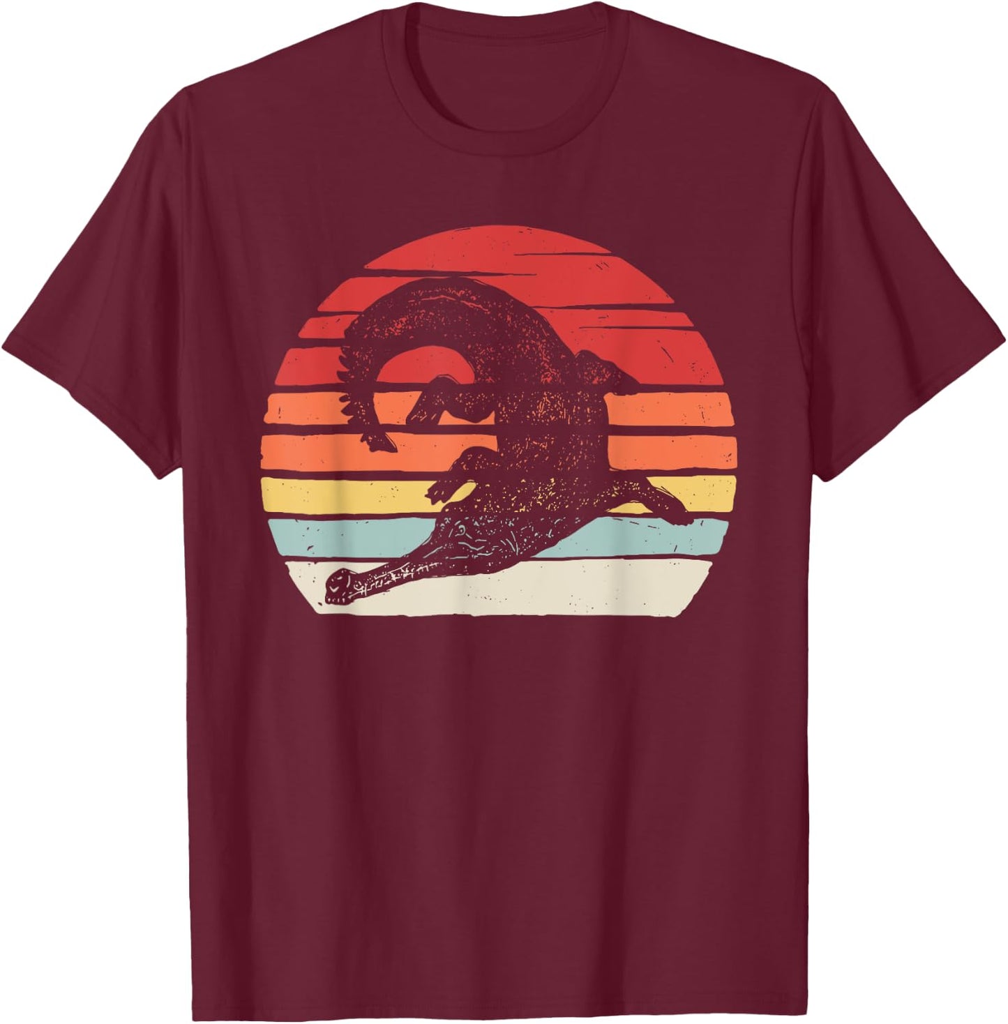Catch Some Rays Vintage Retro Gharial Gavial Fish-Eating Crocodile T-Shirt - T-Shirt | Maroon