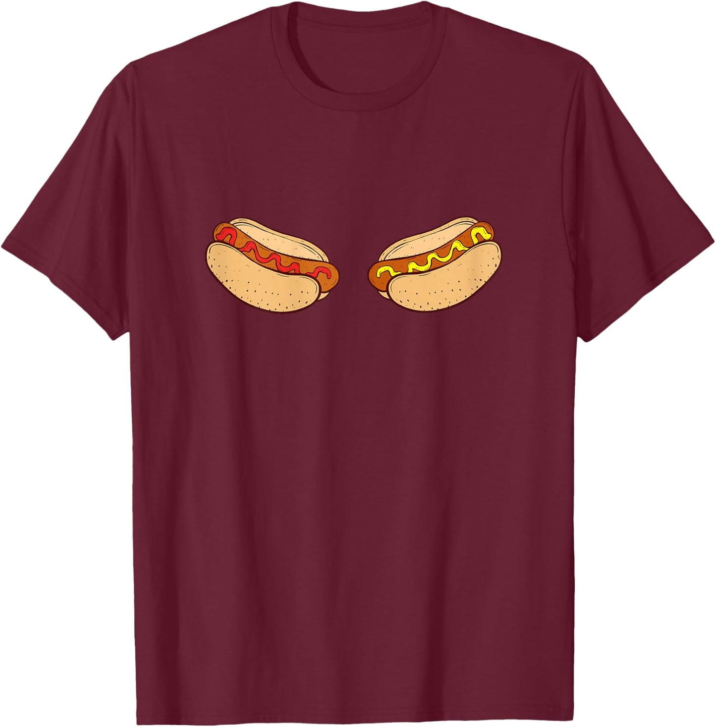 Funny Hot Dog Boobs Sexy Fast Food Fun Design for cool Women T-Shirt - T-Shirt | Maroon