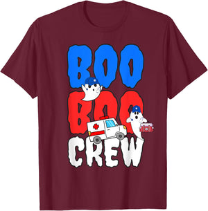 EMT Paramedic EMS Boo Boo Crew Ambulance Ghost Halloween T-Shirt - T-Shirt | Maroon