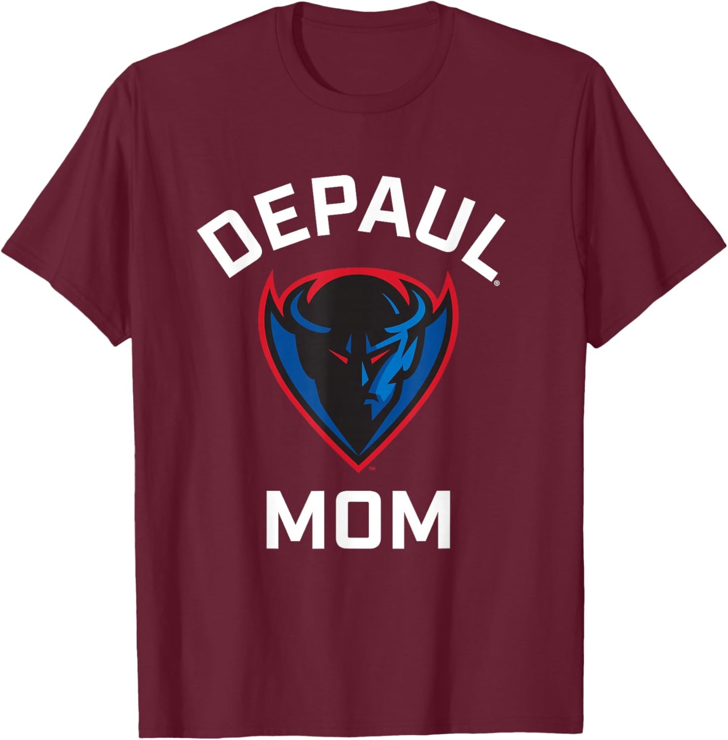 DePaul University Blue Demons Arched Mom T-Shirt - T-Shirt | Maroon