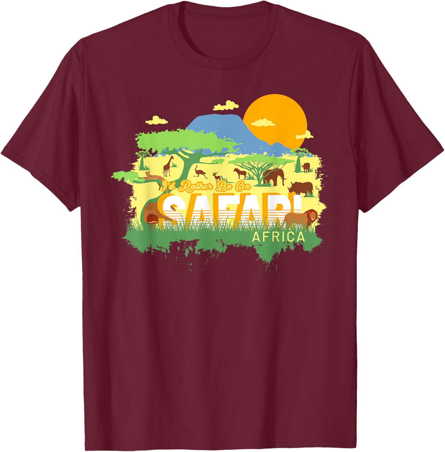 I'd Rather Be On Safari Africa - Cute Vintage Souvenir T-Shirt - T-Shirt | Maroon