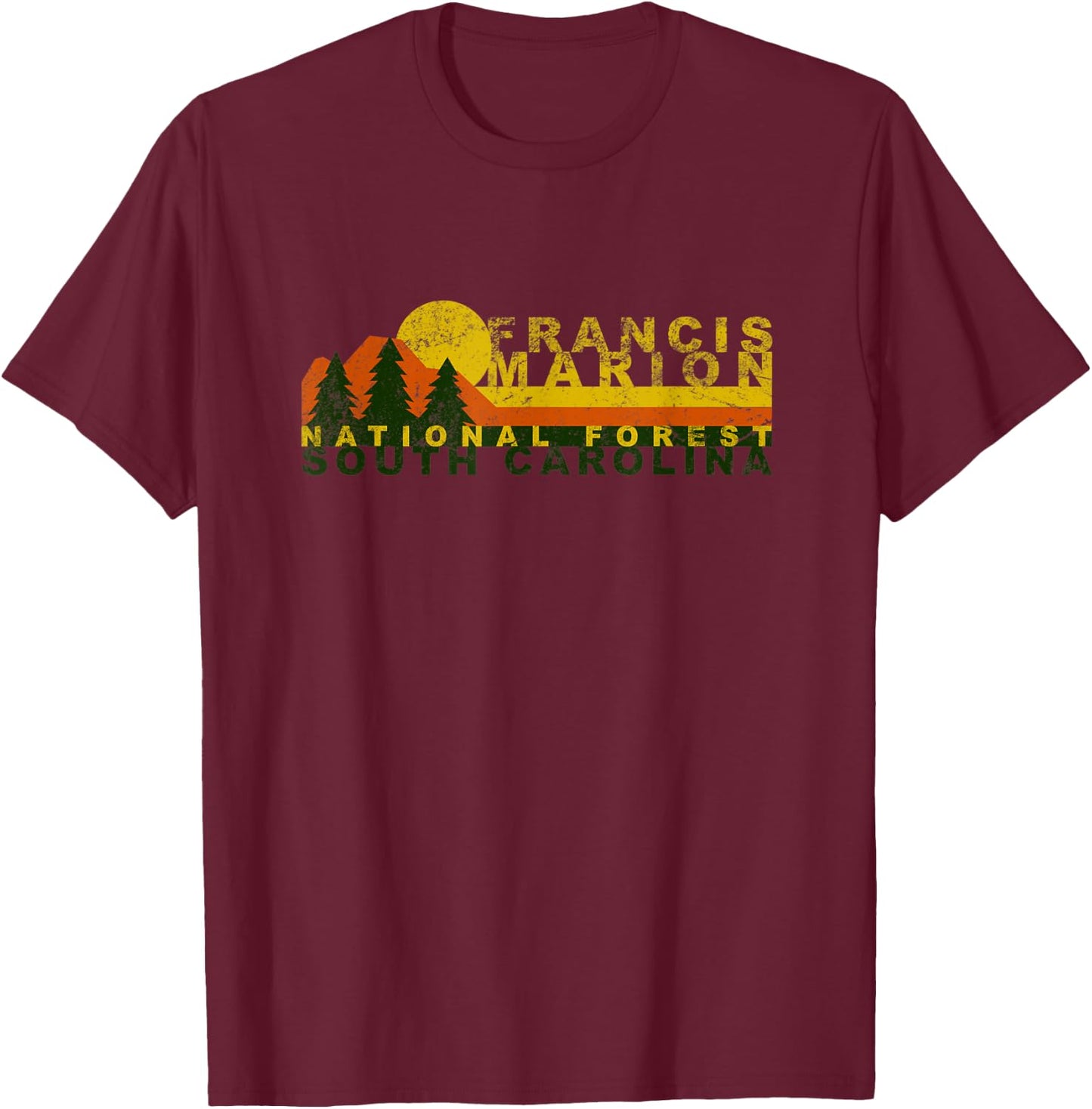 Francis Marion National Forest Vintage Retro T-Shirt - T-Shirt | Maroon