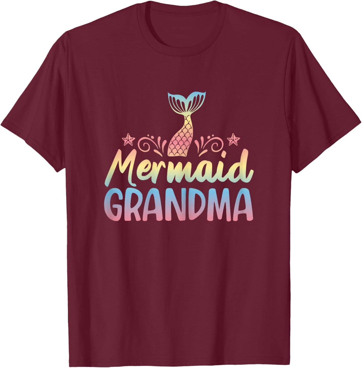 Mermaid Grandma Underwater Grandmother Myth Folklore T-Shirt - T-Shirt | Maroon