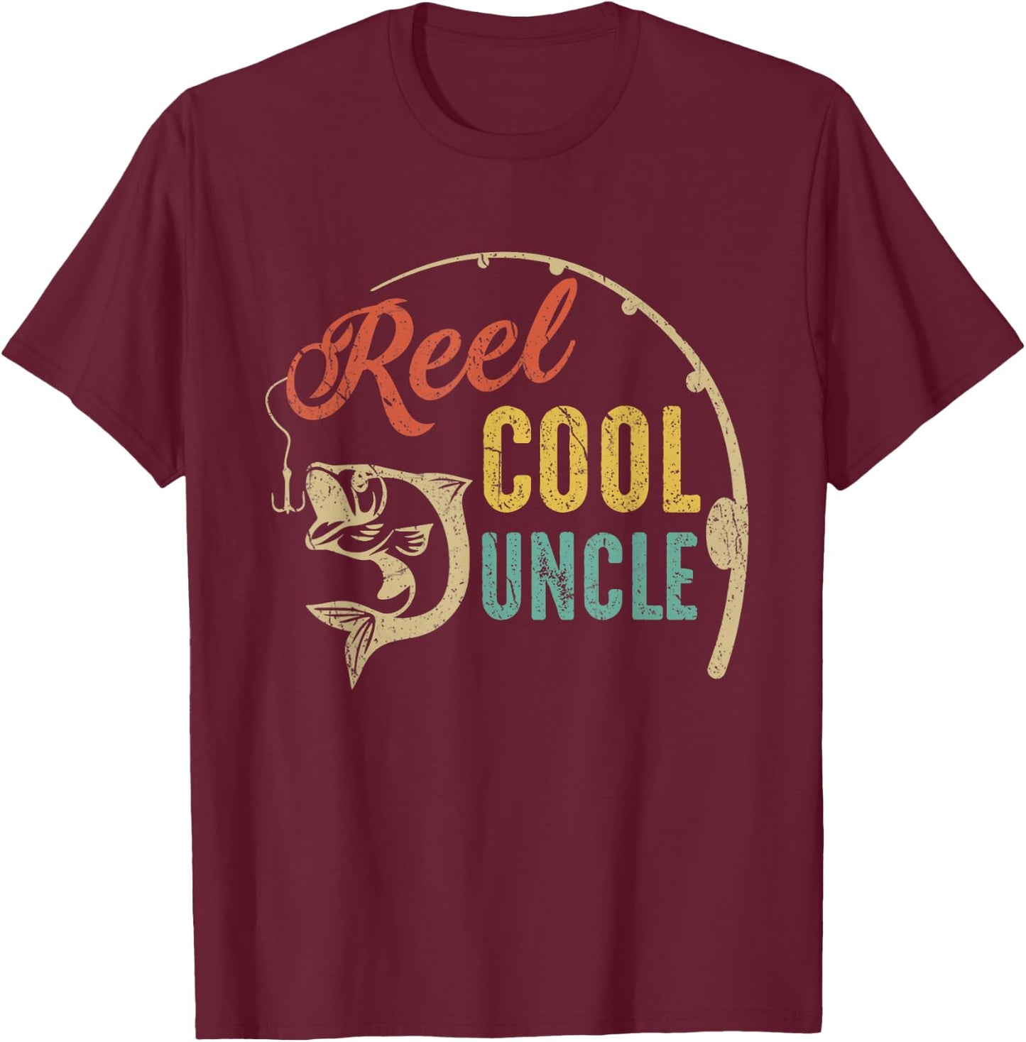 Father's Day Shirt Vintage Fishing Reel Cool Uncle T-Shirt - T-Shirt | Maroon