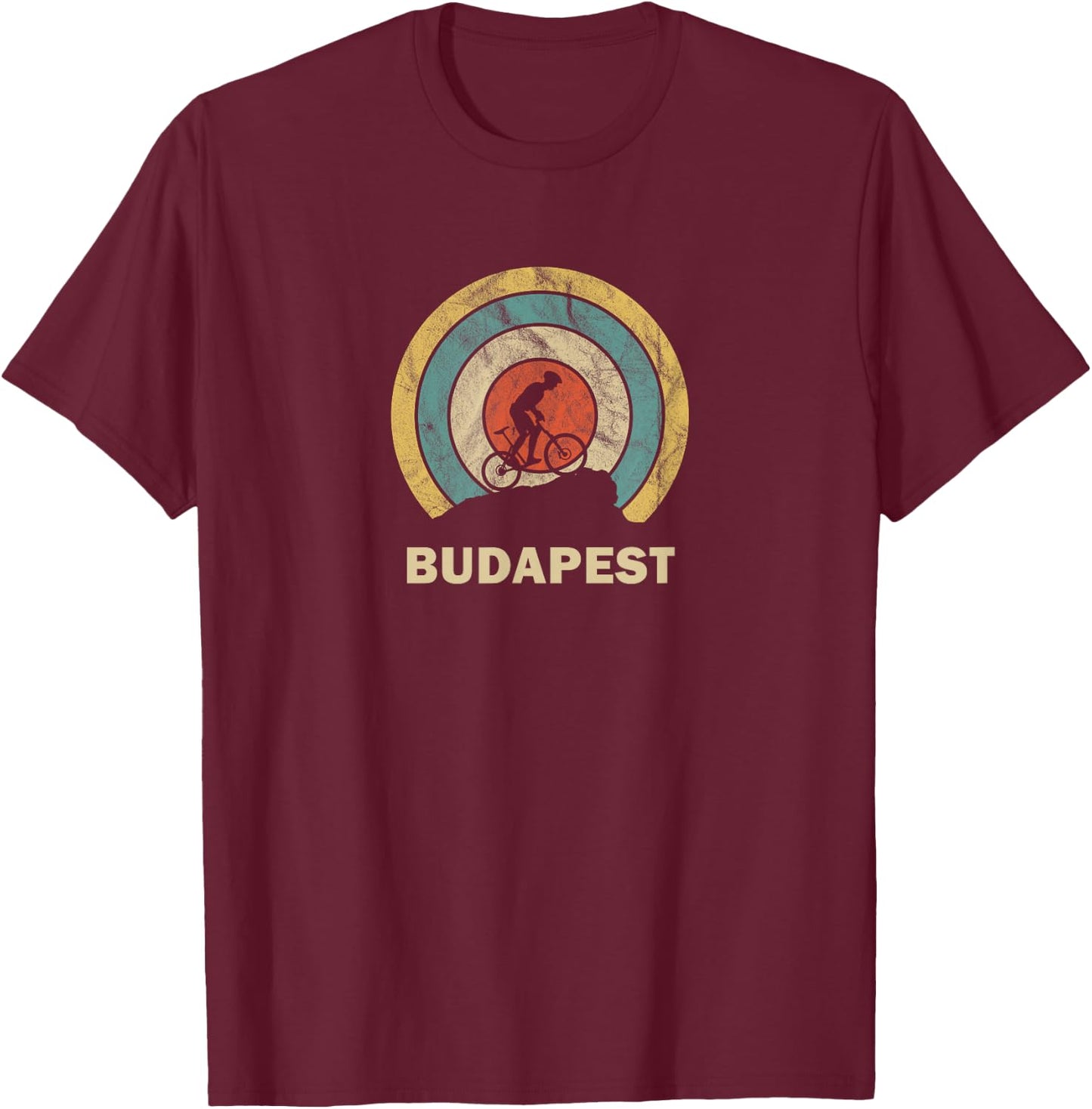 Budapest Hungary Retro Cycling MTB T-Shirt - T-Shirt | Maroon
