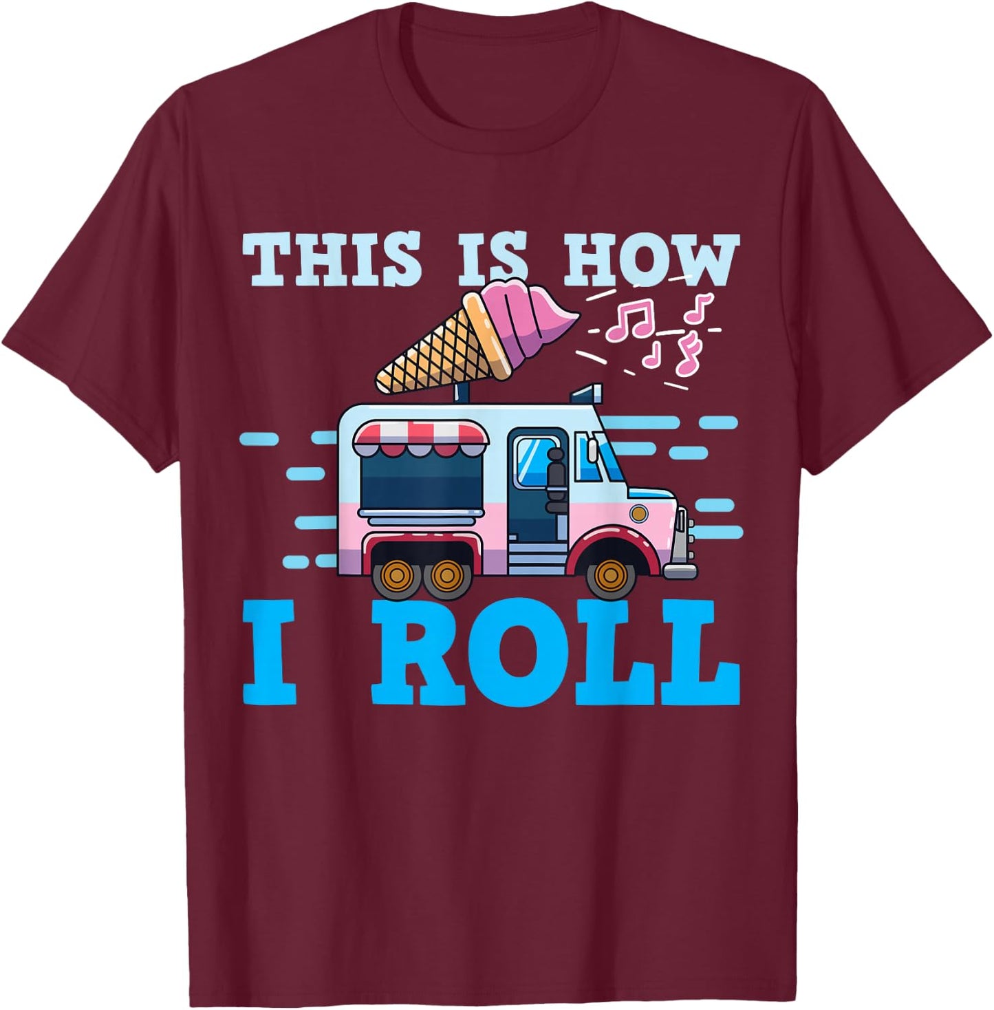 Ice Cream Truck Man T-Shirt - T-Shirt | Maroon