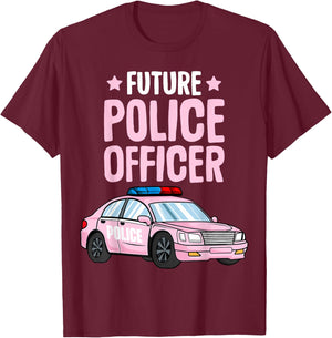 Future Police Officer Policewoman Cop Girls Kids Toddler T-Shirt - T-Shirt | Maroon
