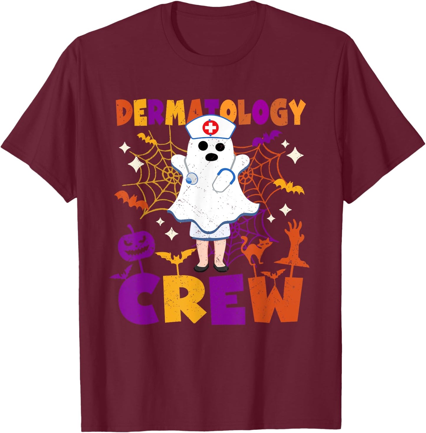 Dermatology Nurse Crew Matching Halloween Costume T-Shirt - T-Shirt | Maroon