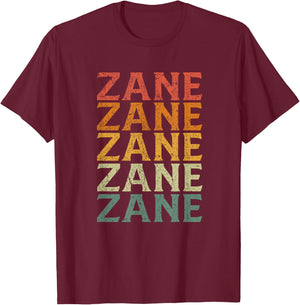 Retro Custom First Name Zane T-Shirt - T-Shirt | Maroon