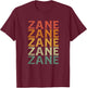Retro Custom First Name Zane T-Shirt - T-Shirt | Maroon