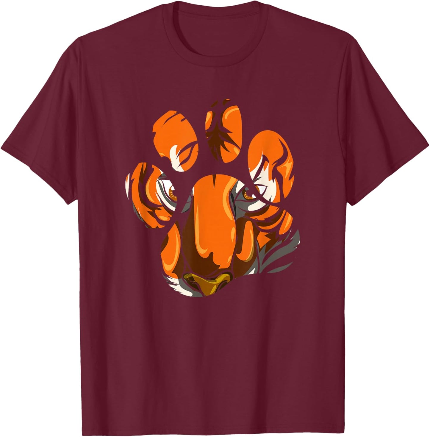 Tiger Paw Big Cat Tiger Men Women Kids T-Shirt - T-Shirt | Maroon