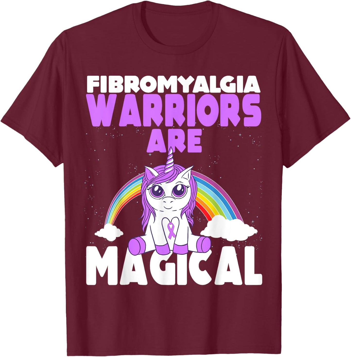 Fibromyalgia Awareness Warriors are magical Unicorn T-Shirt - T-Shirt | Maroon