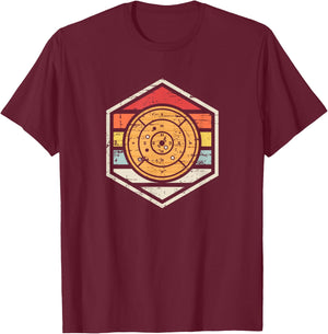 Retro Badge Crokinole Board T-Shirt - T-Shirt | Maroon