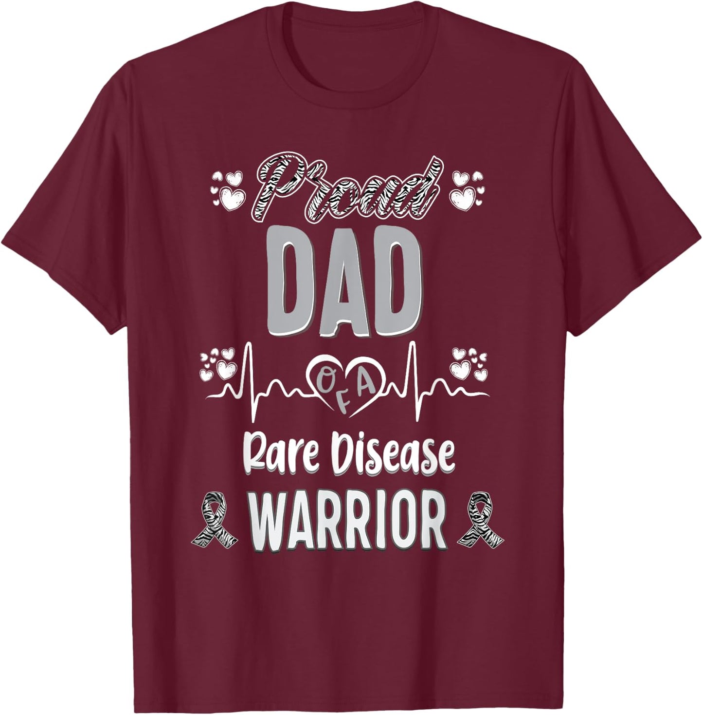 proud Dad Rare disease warrior awareness ribbon zebra T-Shirt - T-Shirt | Maroon