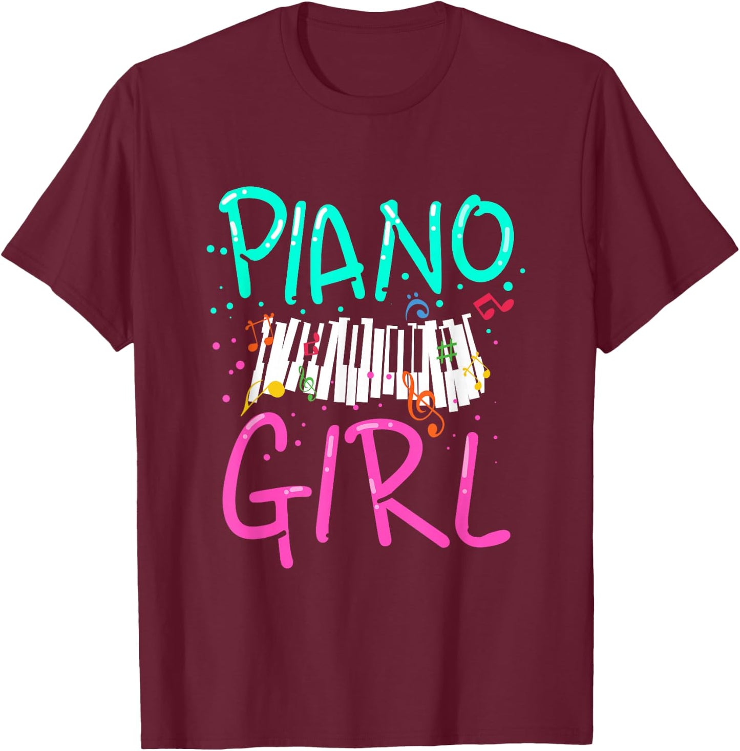 Gift Girls Music Lovers Piano T-Shirt - T-Shirt | Maroon