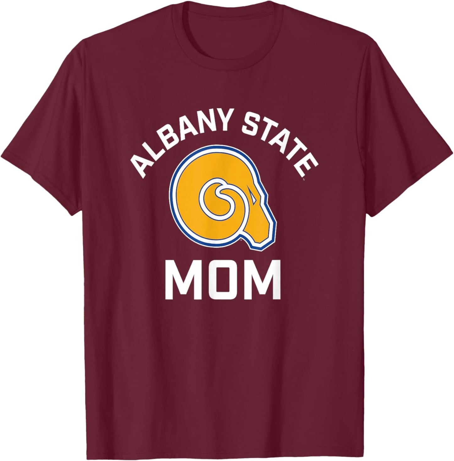Albany State University Golden Rams Arched Mom T-Shirt - T-Shirt | Maroon