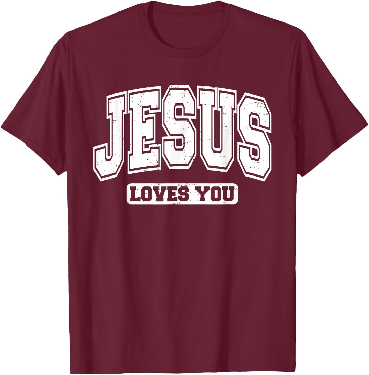 Jesus Loves You Vintage Style - Christian Faith T-Shirt - T-Shirt | Maroon