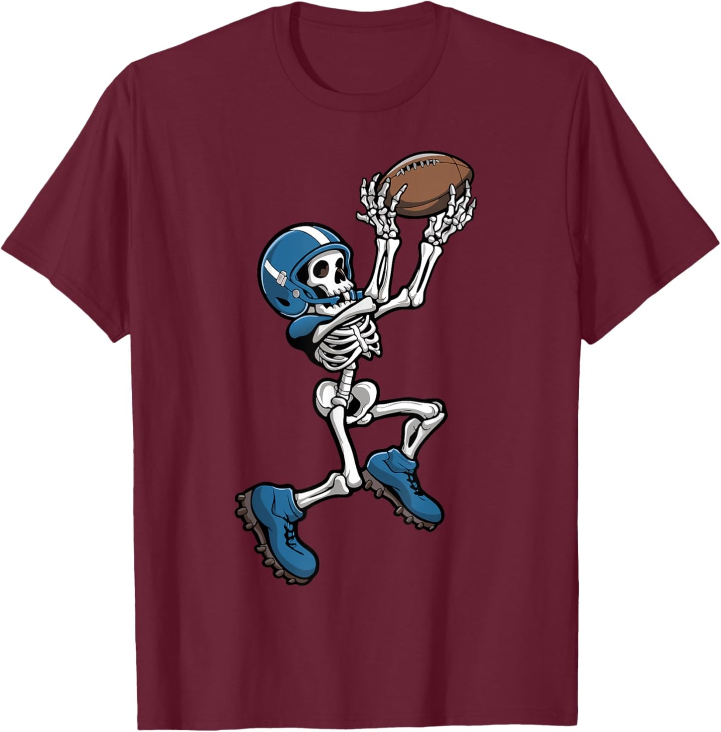 Skeleton Football Halloween Men Boys Women Football Fan T-Shirt - T-Shirt | Maroon