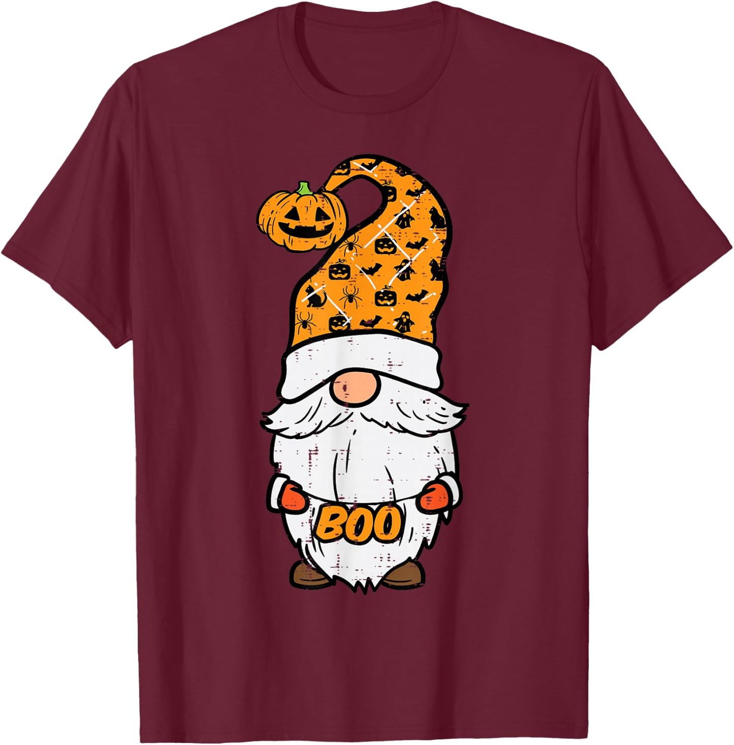 Halloween Gnome Boo Fall Garden Costume Women Girls Boys Kid T-Shirt - T-Shirt | Maroon
