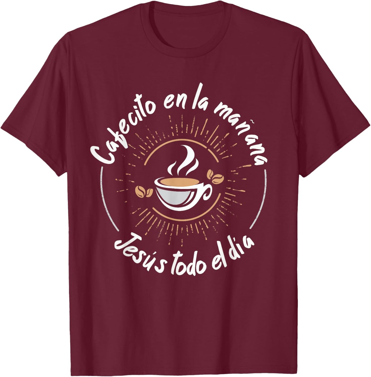 Cafecito Y Jesus Reagalo Cristiano Christian Spanish T-Shirt - T-Shirt | Maroon