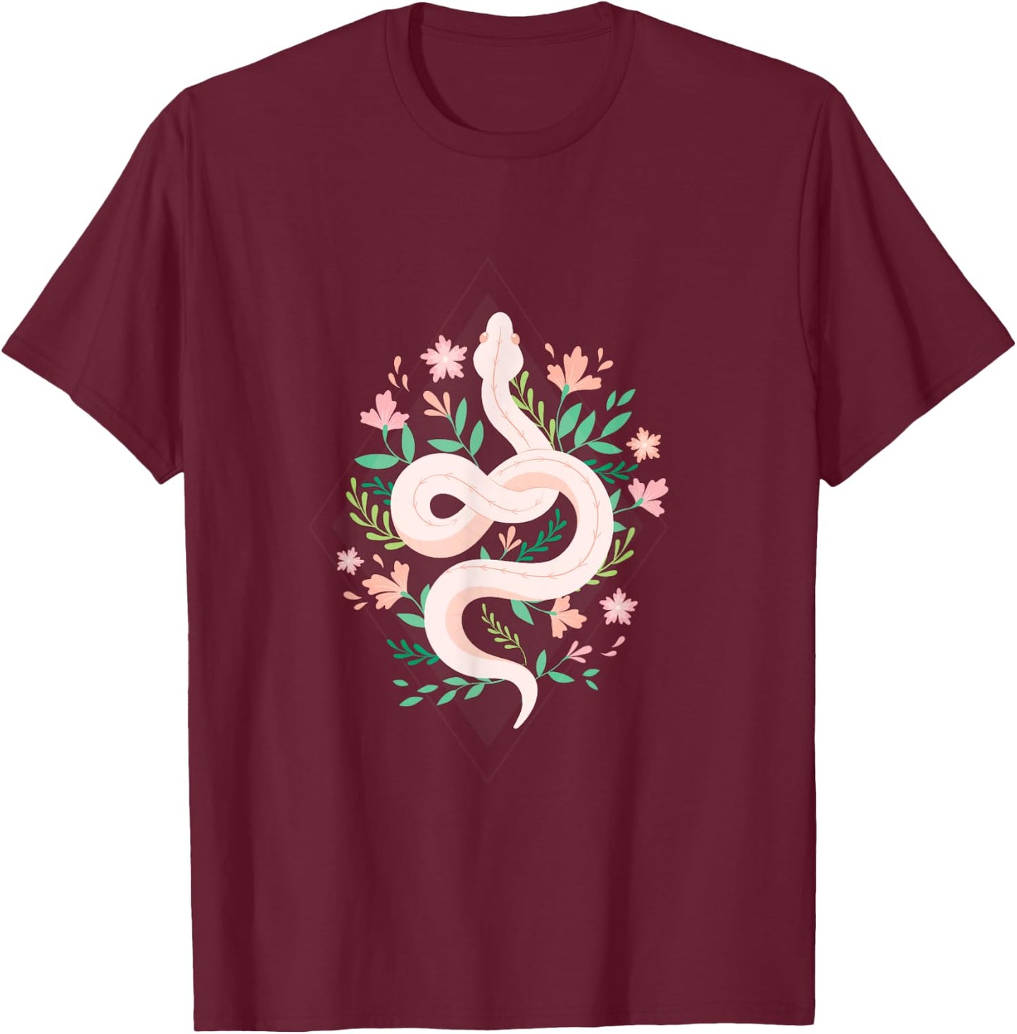 Snake Reptile Flowers Poisonous Python Cobra Animal Gift T-Shirt - T-Shirt | Maroon