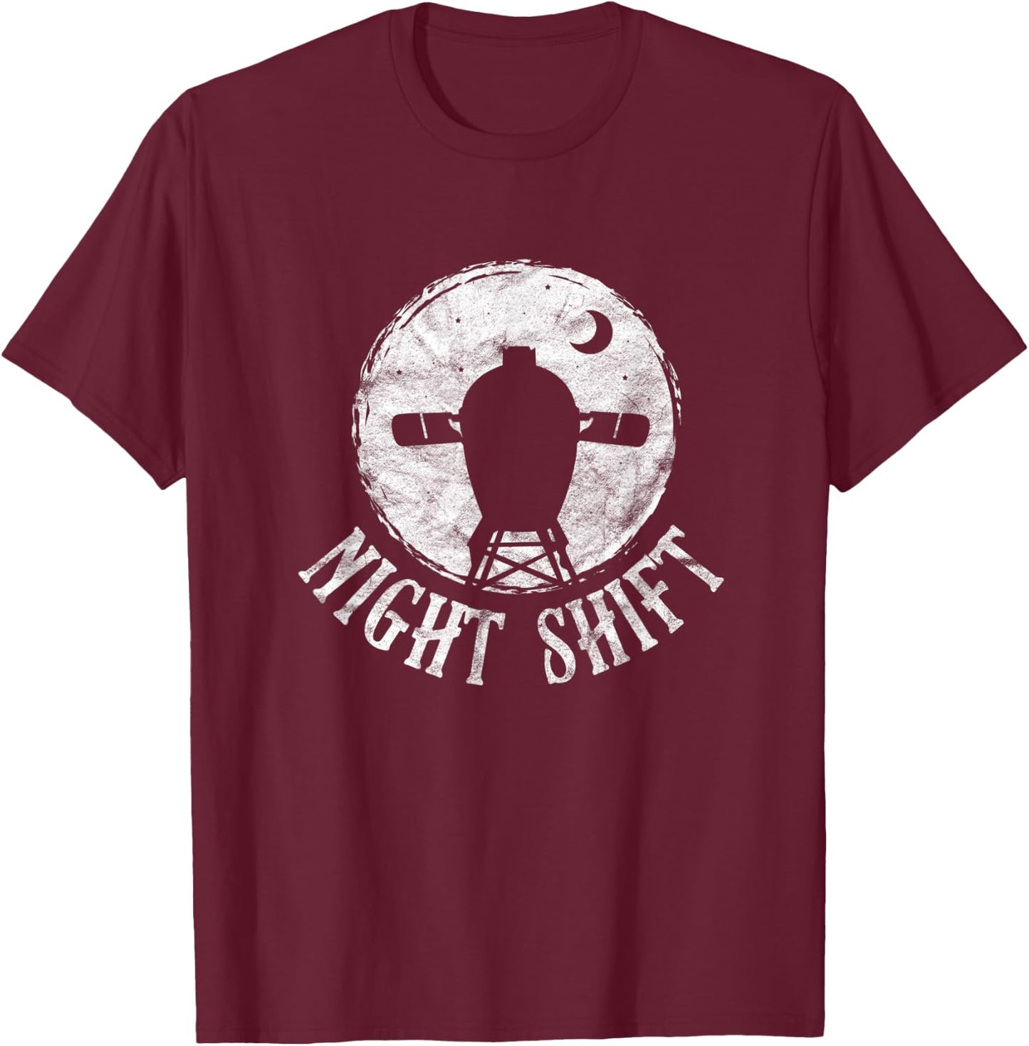 BBQ Barbeque Grilling Funny Night Shift Grill Big Egg Smoker T-Shirt - T-Shirt | Maroon