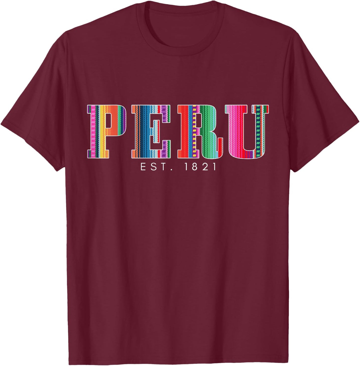 Peru Est. 1821 Peruvian Pattern Roots Peru T-Shirt - T-Shirt | Maroon