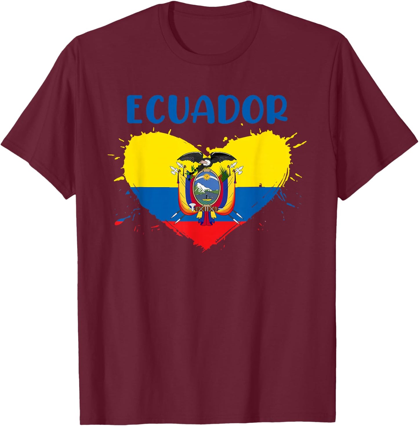 Patriotic Ecuadorian People Citizen Of Ecuador Equador Flag T-Shirt - T-Shirt | Maroon