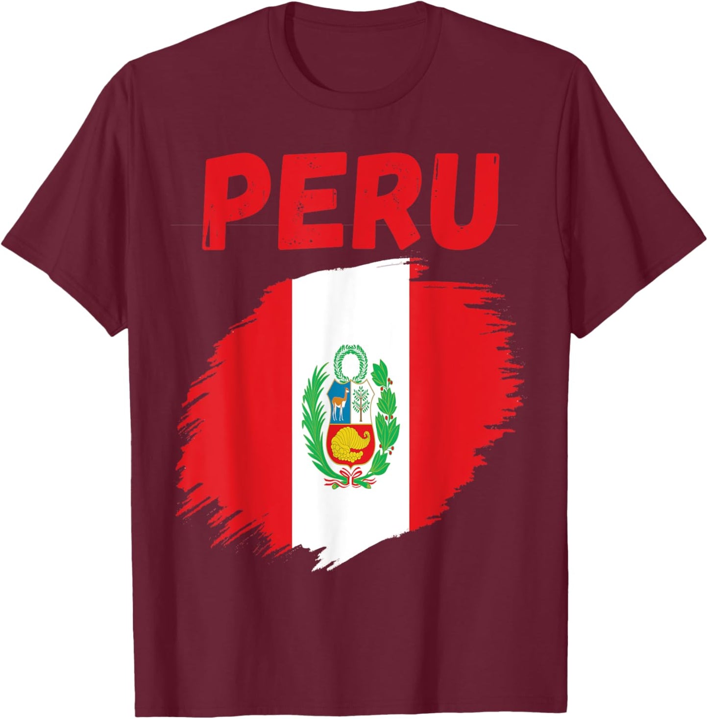 Peru Flag T-Shirt - T-Shirt | Maroon