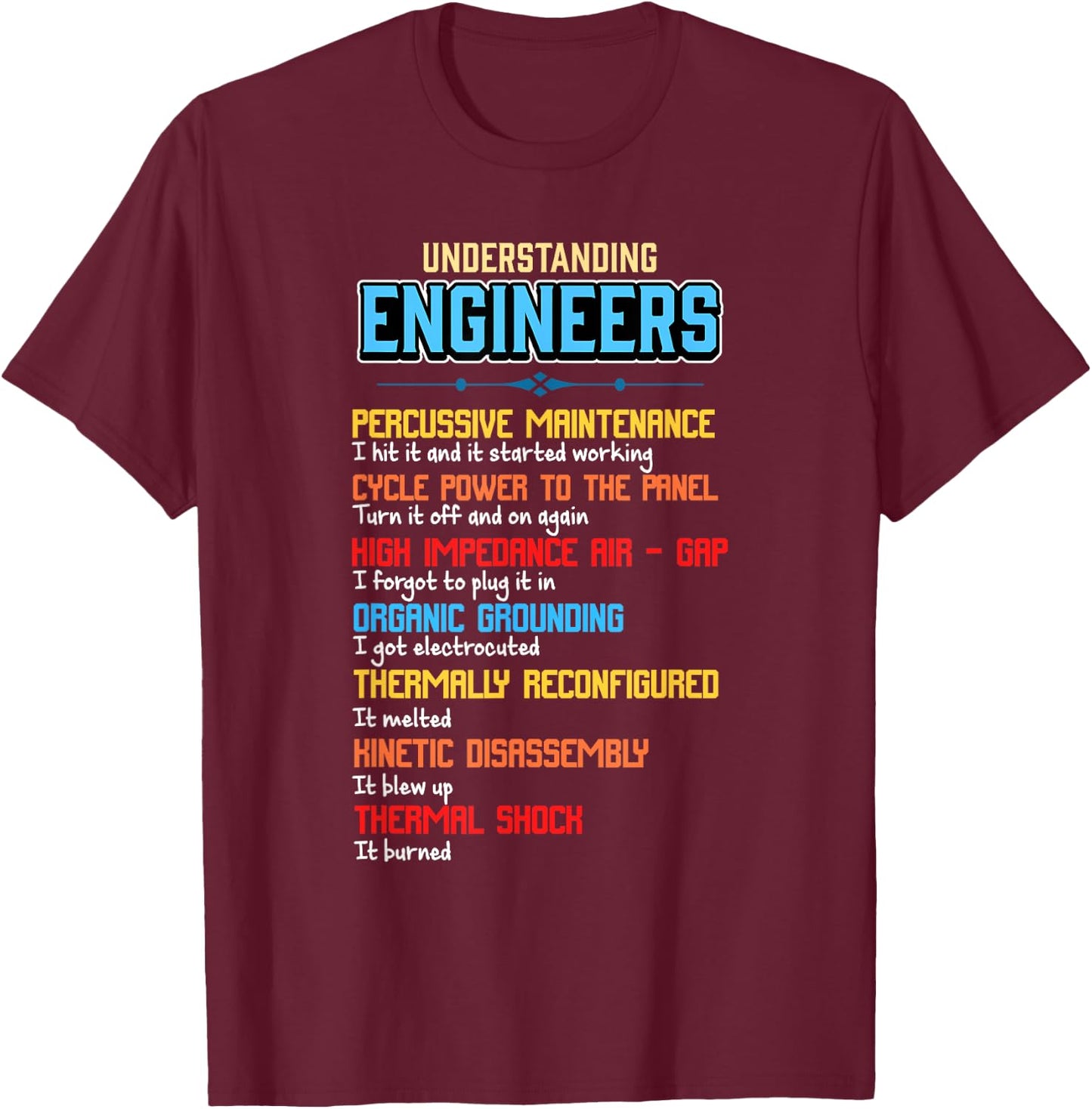 Funny Understanding Engineers and Funny Engineering T-Shirt - T-Shirt | Maroon
