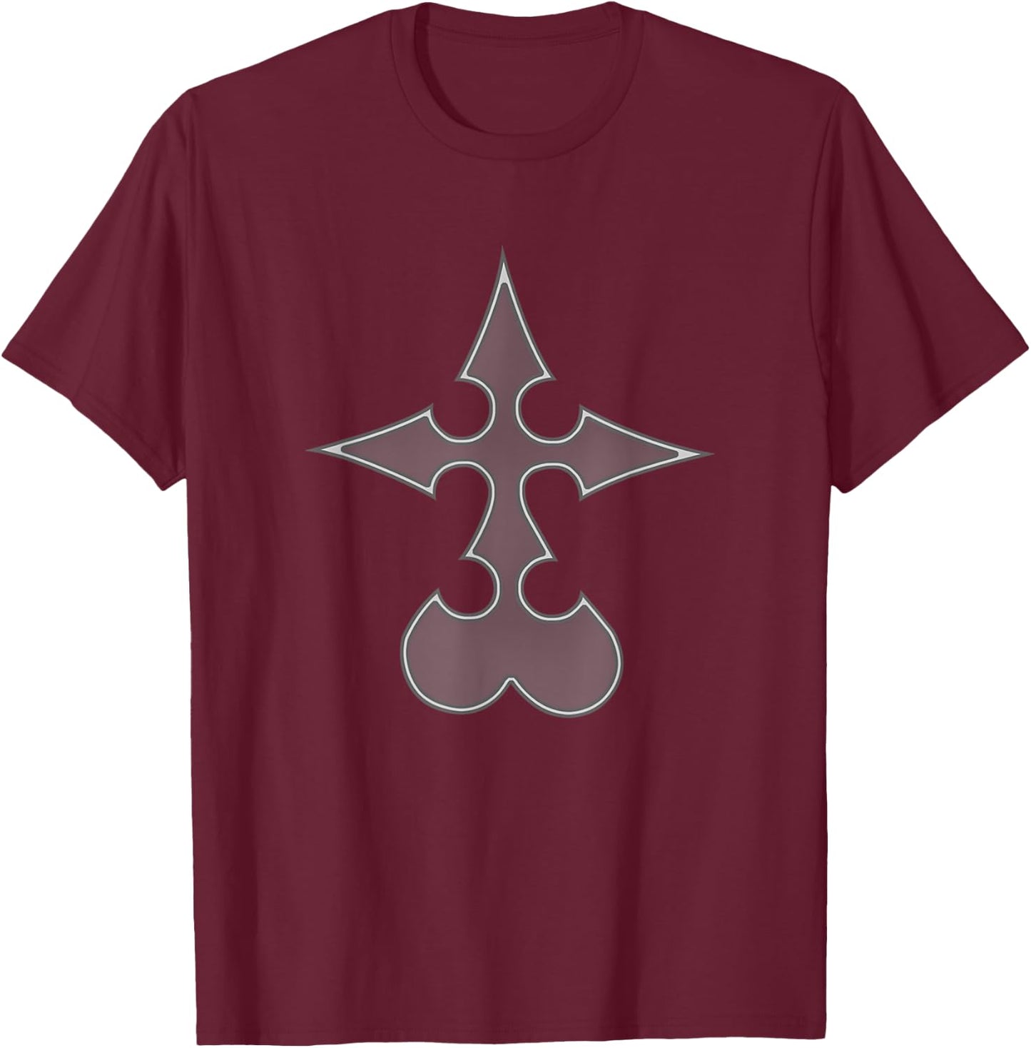 Disney Kingdom Hearts Nobody Cross Gray Gradient Center Icon T-Shirt - T-Shirt | Maroon