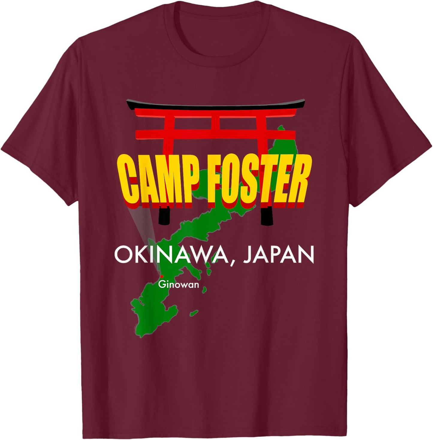 Camp Foster, Ginowan, Okinawa, Japan T-Shirt - T-Shirt | Maroon