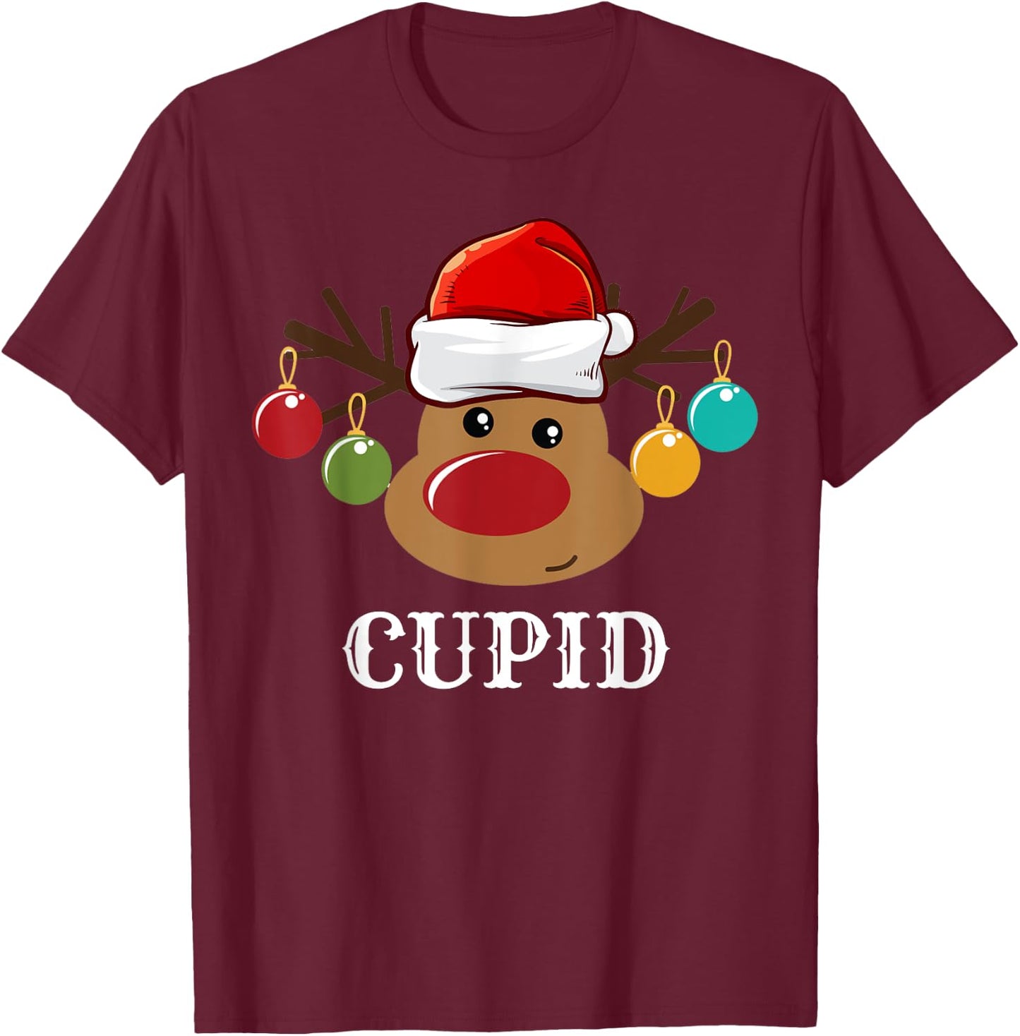 Santa Reindeer Cupid Xmas Group Costume T-Shirt - T-Shirt | Maroon