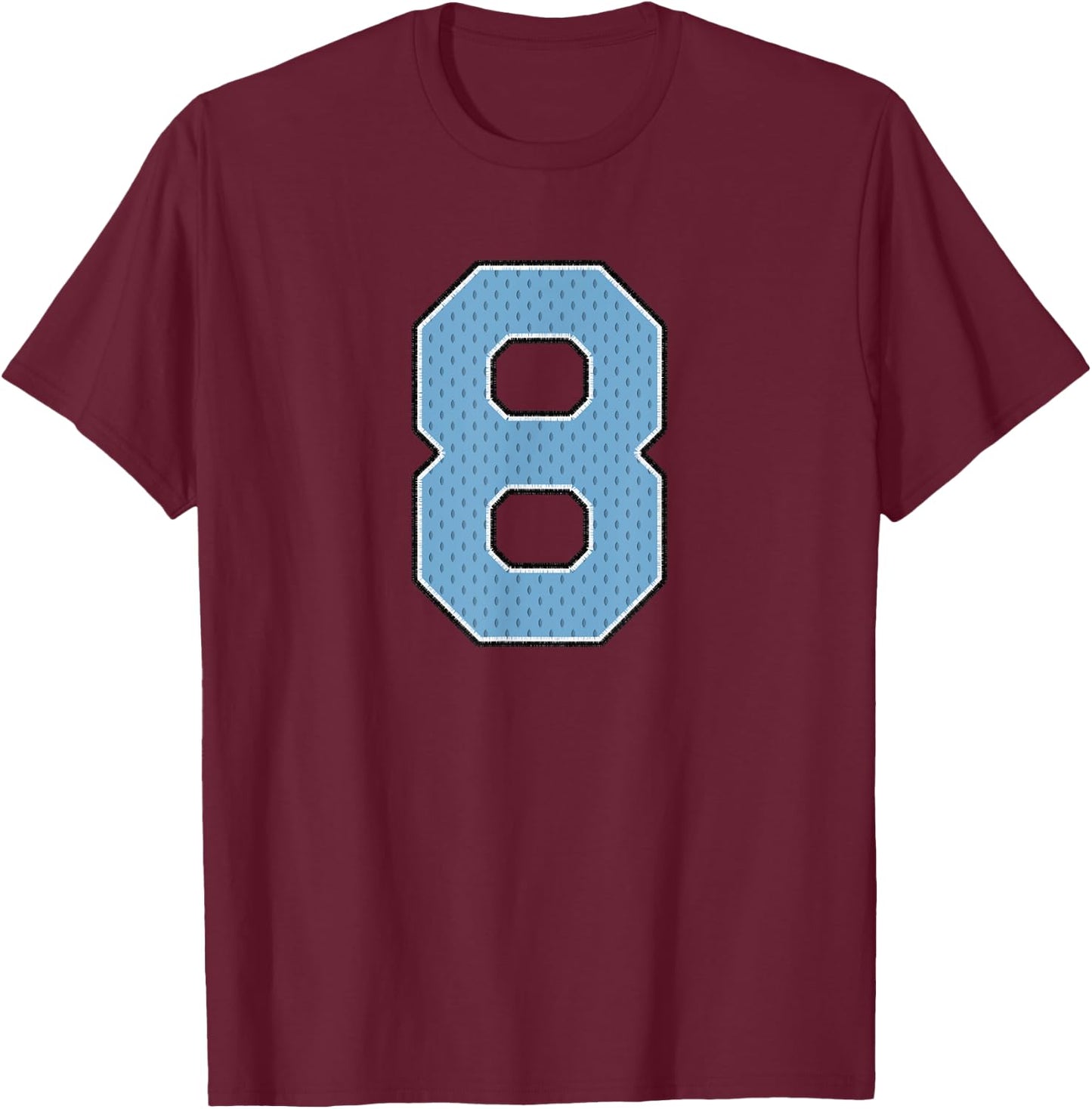 Sports Jersey Player Supporter Light Blue Number 8 T-Shirt - T-Shirt | Maroon
