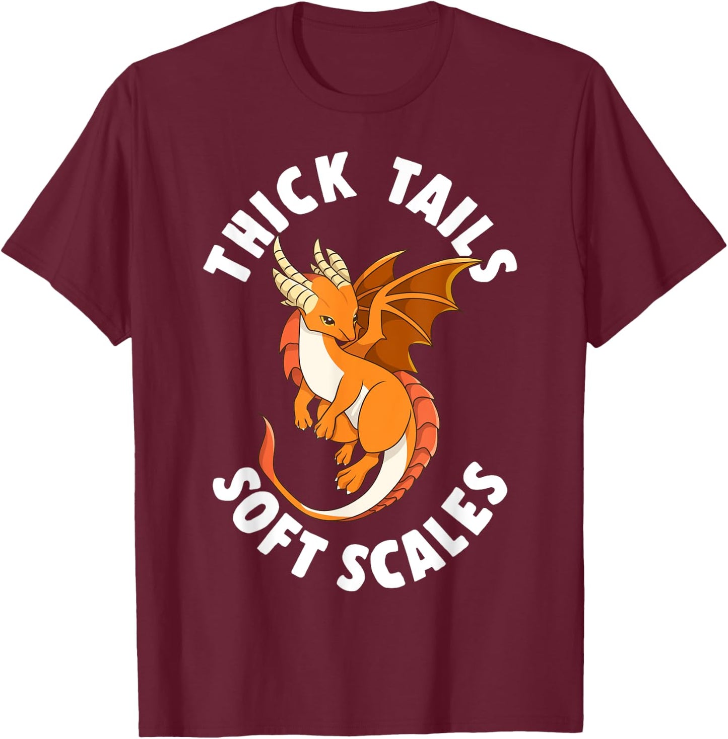 Thick Tails Soft Scales Dragon Cute Design T-Shirt - T-Shirt | Maroon