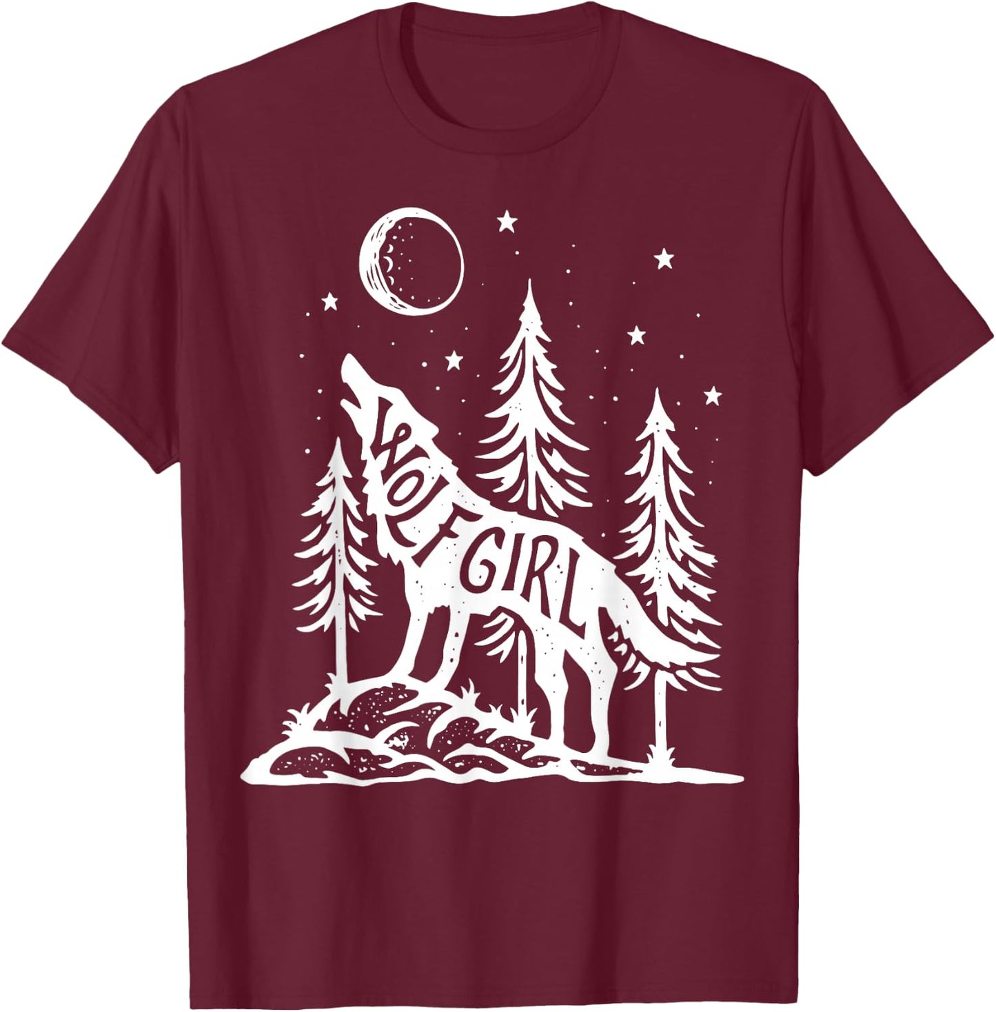 Wolf Girl Who Loves Wolves Funny Animal Lovers Women Outdoor T-Shirt - T-Shirt | Maroon