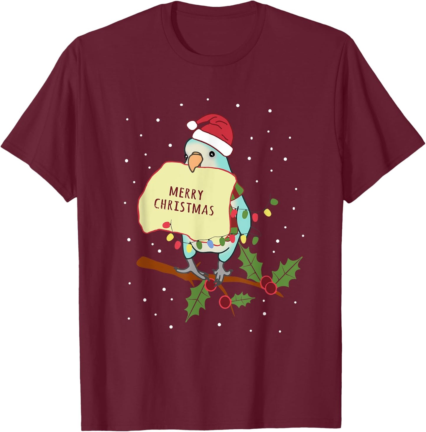 Merry christmas Blue Quaker Parrot Owner Birb memes T-Shirt - T-Shirt | Maroon