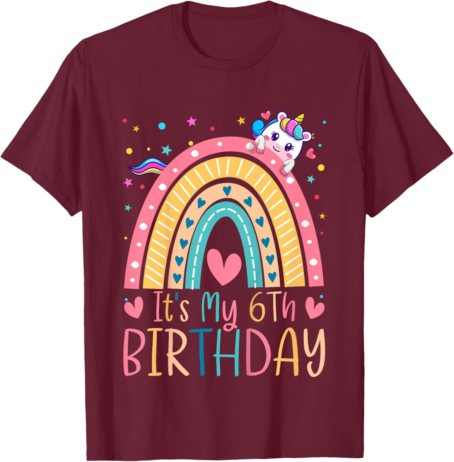 6th Birthday Girl Outfit Idea 6 Year Old Girls Birthday T-Shirt - T-Shirt | Maroon
