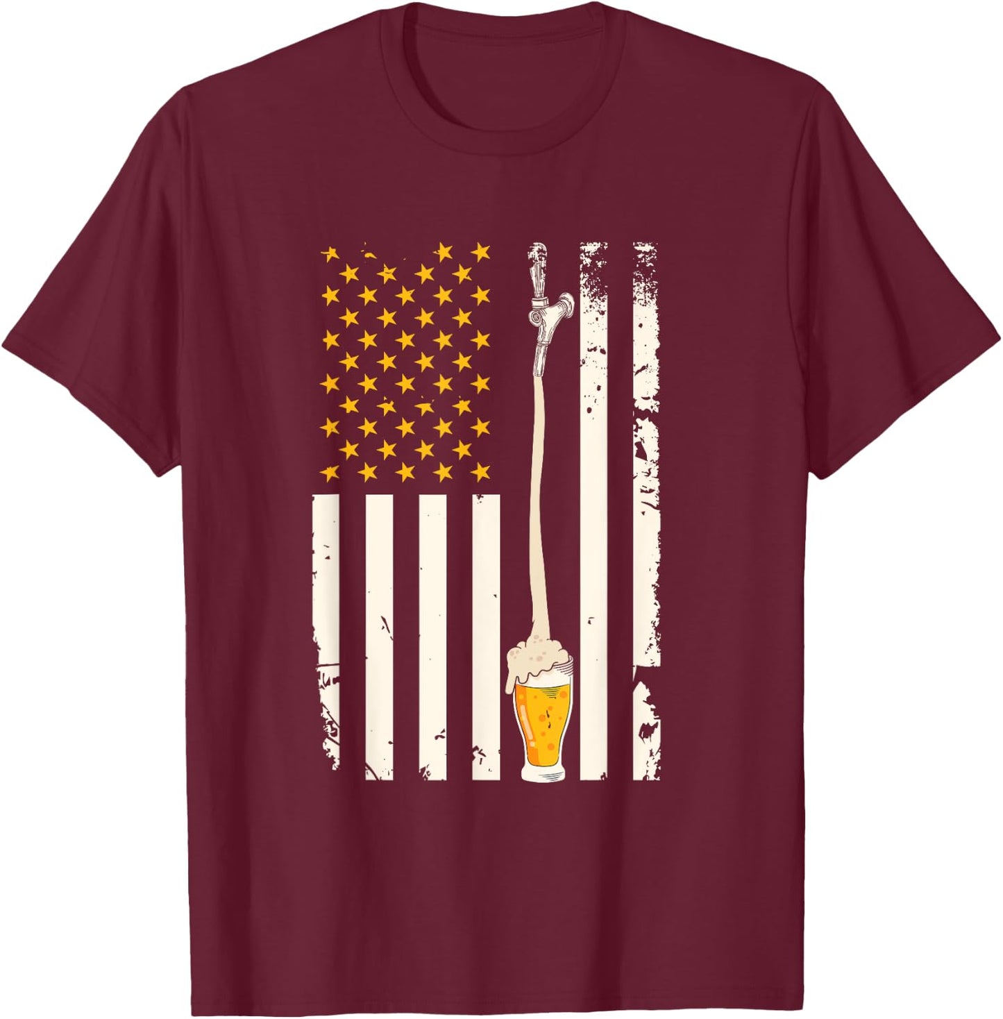 Patriotic American Brewer US Flag Craft Beer Women Men T-Shirt - T-Shirt | Maroon