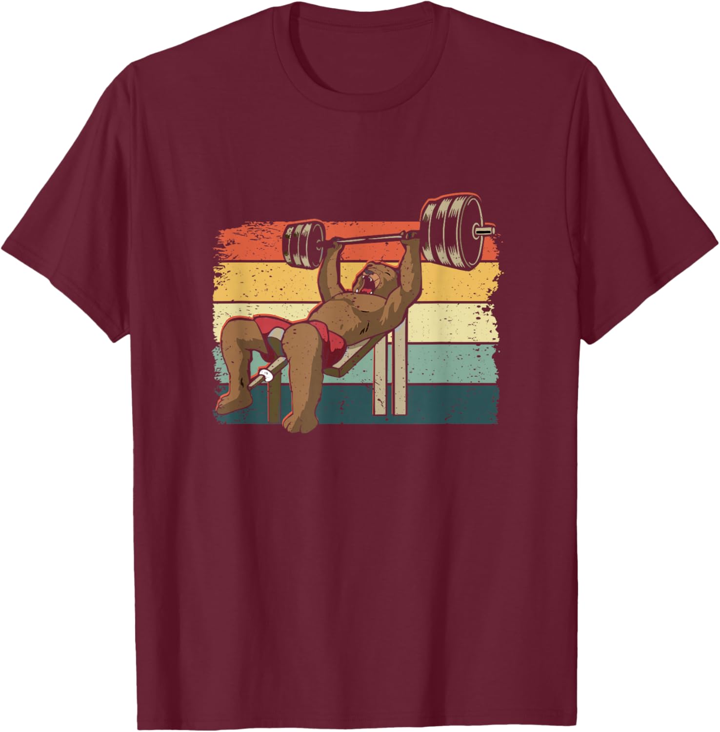 Powerlifter Weightlifting Bench Press Bear Powerlifting T-Shirt - T-Shirt | Maroon