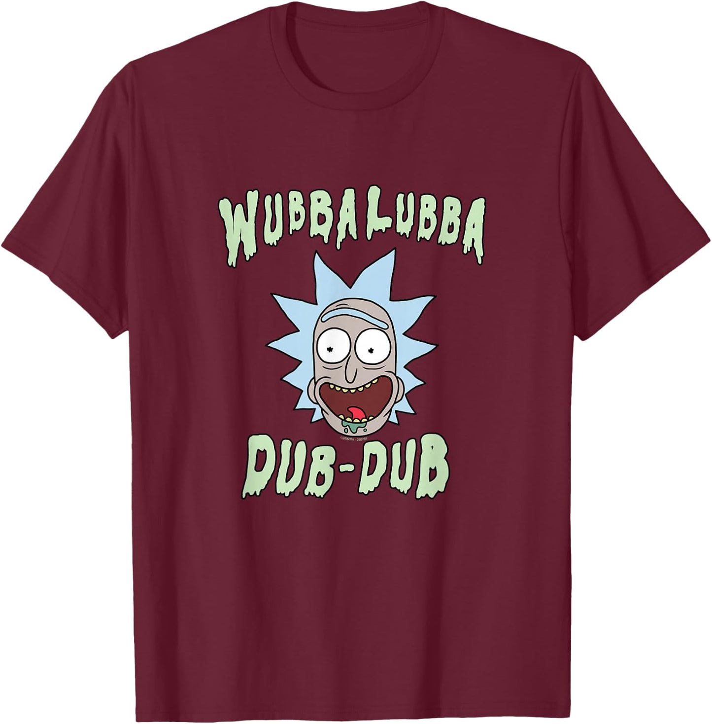 Rick and Morty Wubba Lubba Dub-Dub Drippy Text T-Shirt - T-Shirt | Maroon