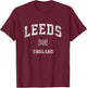 Leeds England Vintage Athletic Sports Design T-Shirt - T-Shirt | Maroon