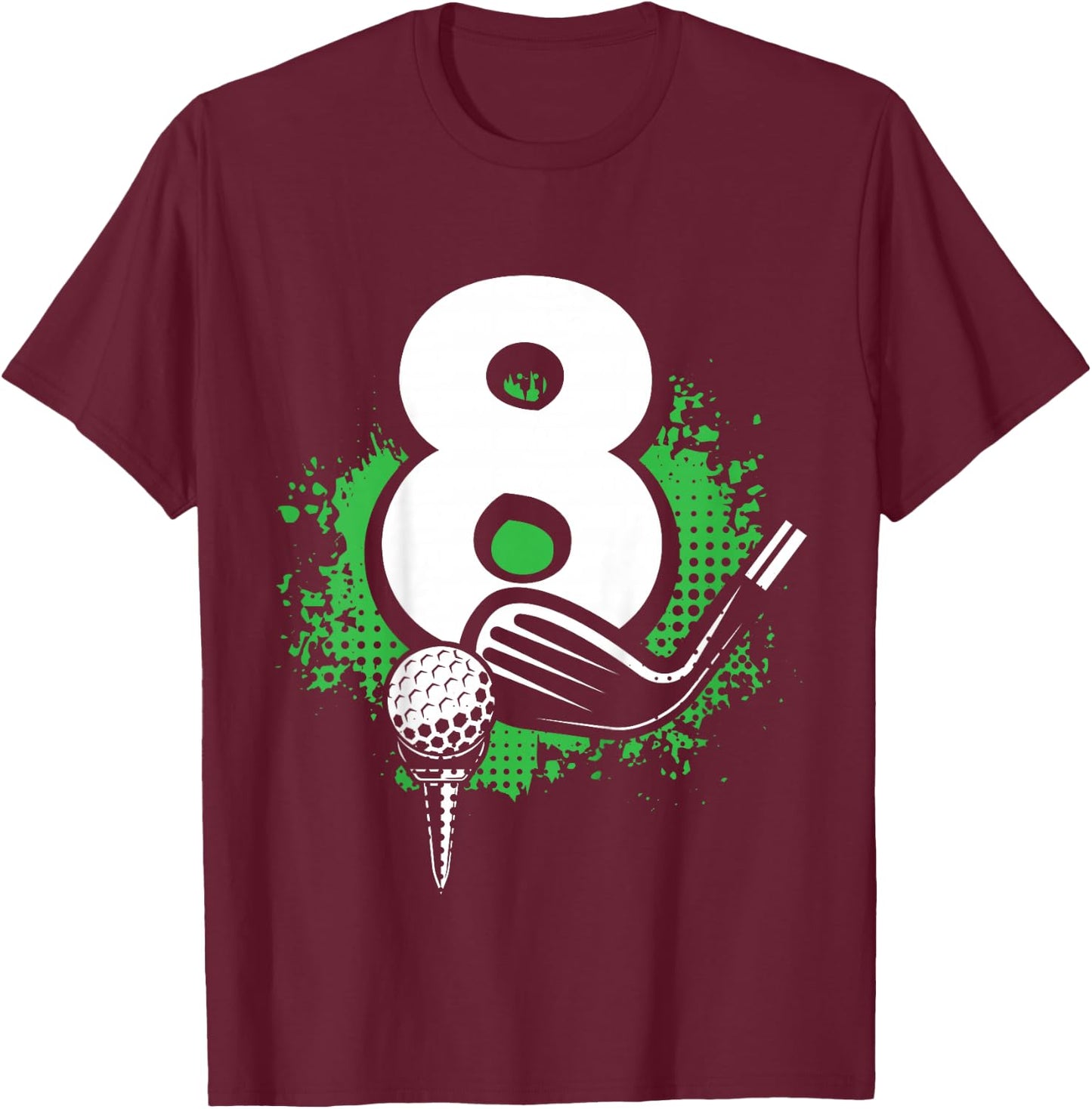 Kids 8th Birthday Boy Golf Player Golf 8 Years Old T-Shirt - T-Shirt | Maroon