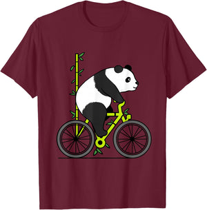 Panda Riding Bike T-Shirt - T-Shirt | Maroon