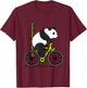 Panda Riding Bike T-Shirt - T-Shirt | Maroon