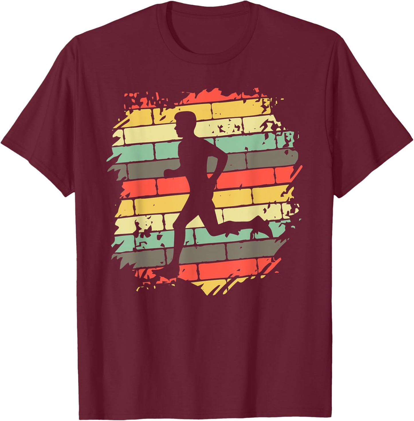 Vintage Runner Silhouette Shirt Urban Running Retro Graphic T-Shirt - T-Shirt | Maroon